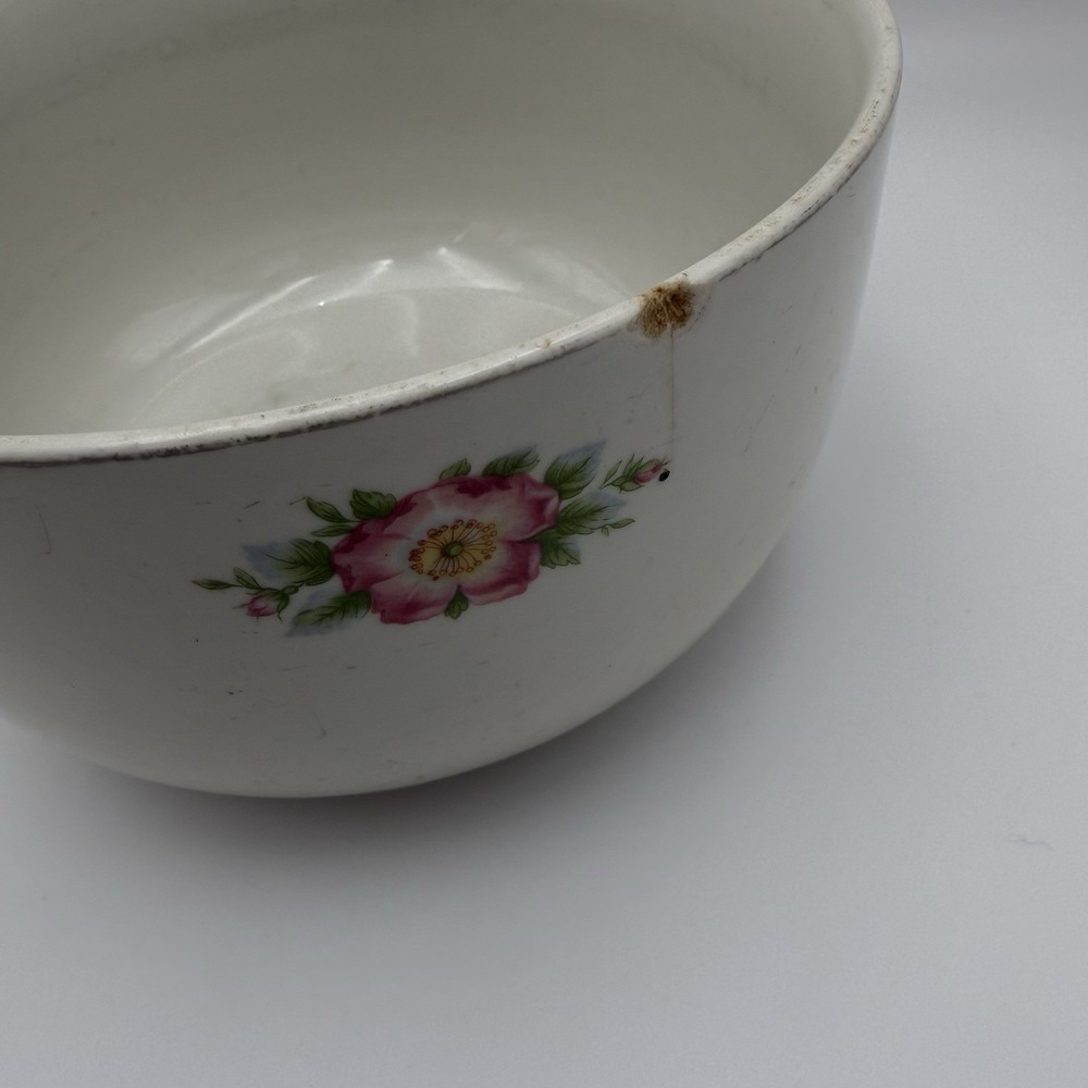 Vtg Mixing Bowl Stoneware Halls Superior Floral Rose Stained Cottagecore 8 in - Picture 6 of 14